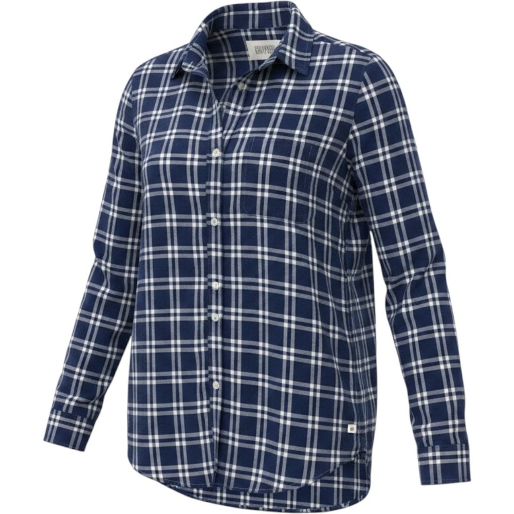 Grayson The Hero Navy Blue White Plaid Cotton Button Down Shirt Womens Size 03 L